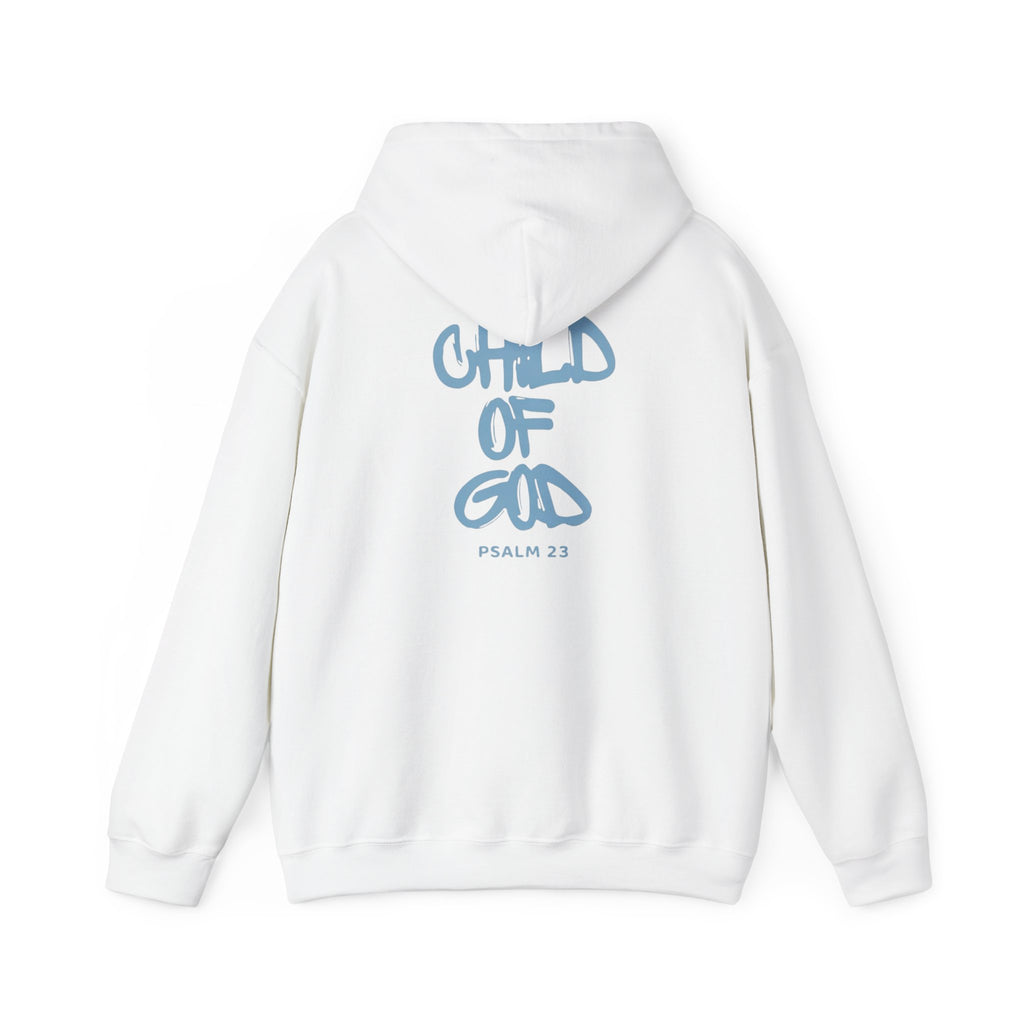 Hoodie — "Child of God" Psalm 23 White Inspirational Graphic Hoodie