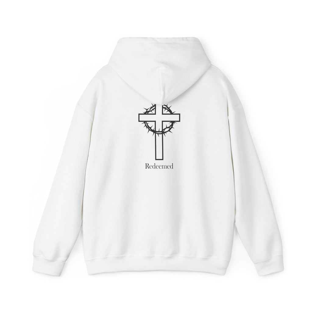 Redeemed Cross Hoodie — Minimal Christian Faith Sweatshirt