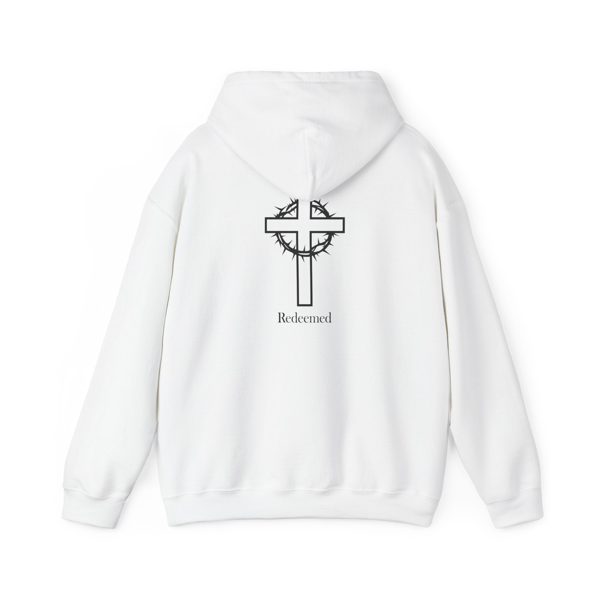 Redeemed Cross Hoodie — Minimal Christian Faith Sweatshirt