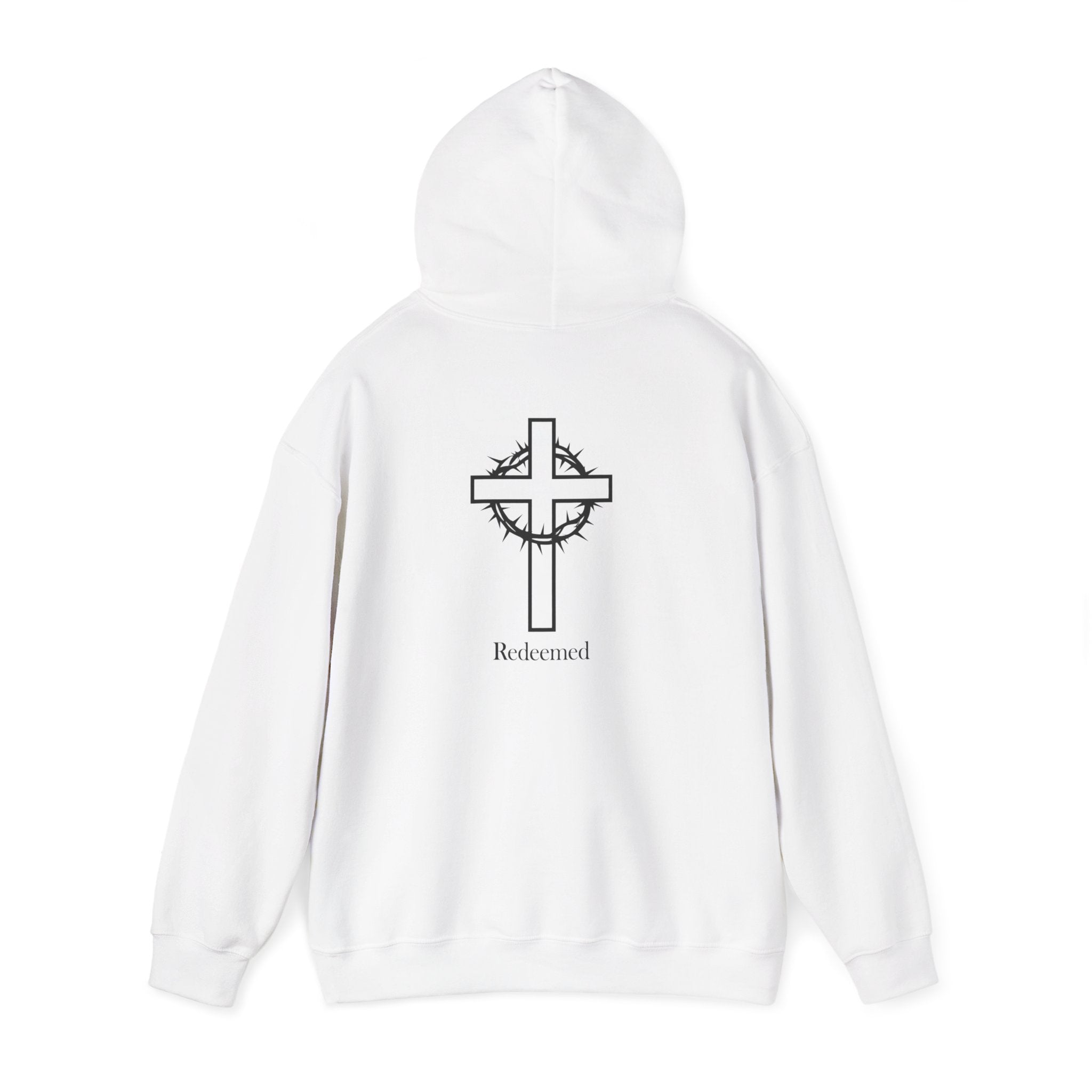 Redeemed Cross Hoodie — Minimal Christian Faith Sweatshirt