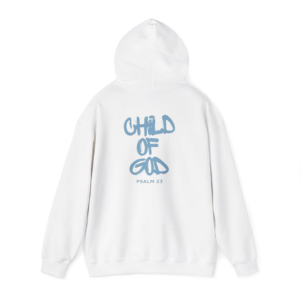 Hoodie — "Child of God" Psalm 23 White Inspirational Graphic Hoodie