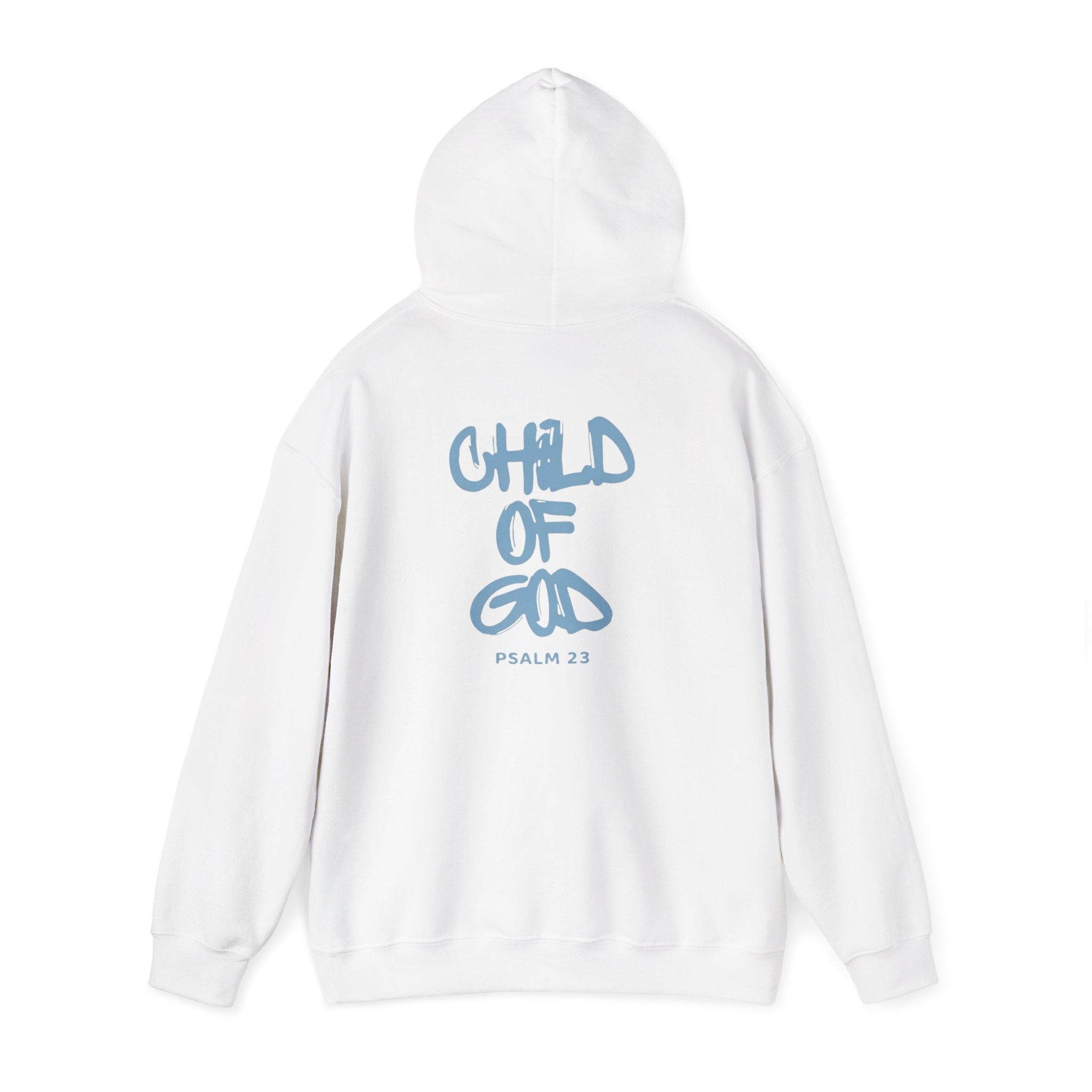 Hoodie — "Child of God" Psalm 23 White Inspirational Graphic Hoodie